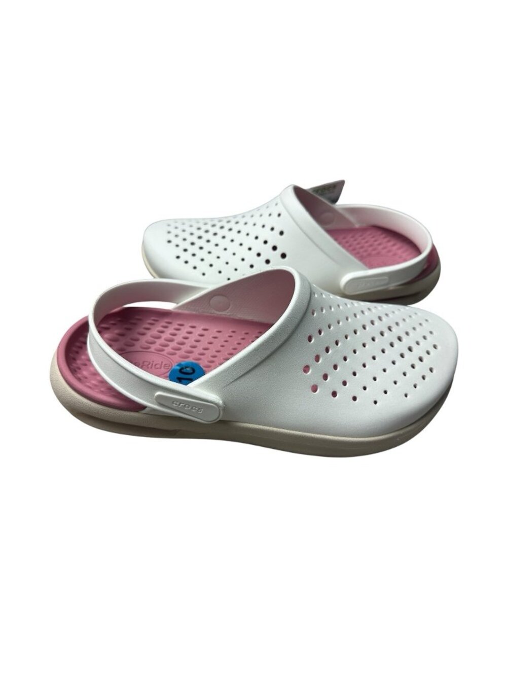 Crocs LiteRide InMotion Clogs M 10/ W 12 White Pink Lightweight Slip On Shoe New